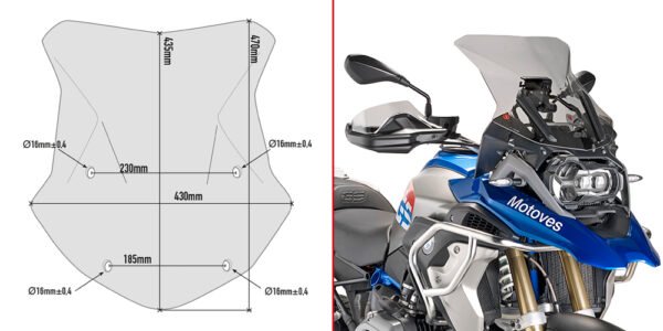 GIVI 5124D - SMOKED SCREEN - BMW R1200 GSA / R1250GSA (Fitting Kit Required) - Image 2