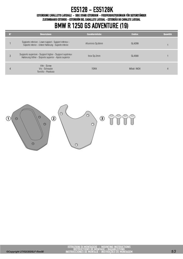 Givi ES5128 poszerzenie stopki bocznej instrukcja 3 ES5128