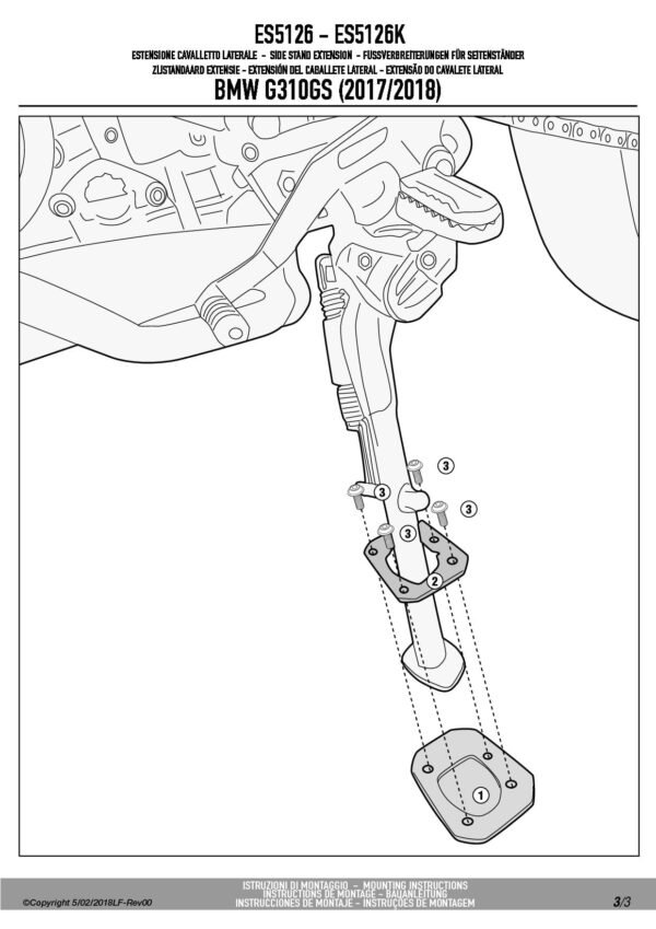 Poszerzenie stopki Givi ES5126 instrukcja 3 ES5126