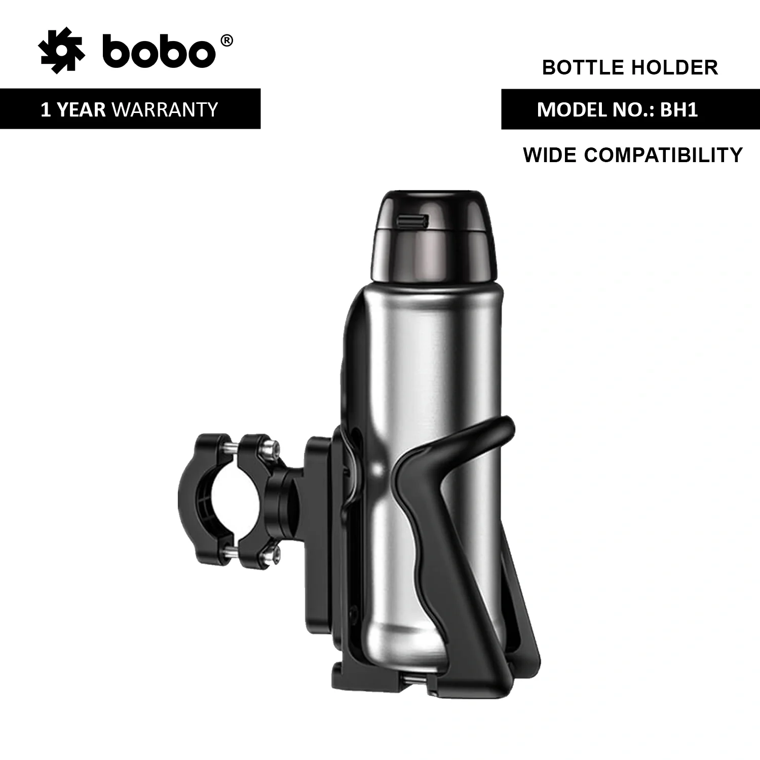BOBO BH1 Universal Motorcycle Bottle Holder, Black 2 BH 1 BOTTLE HOLDER