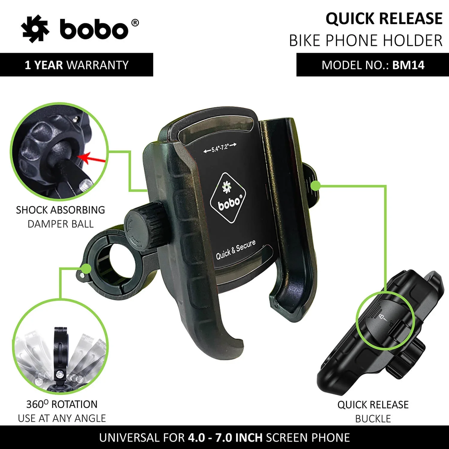 BOBO BM14 Bike Phone Holder with Quick Release 4 BOBO PHONE HOLDER BM14