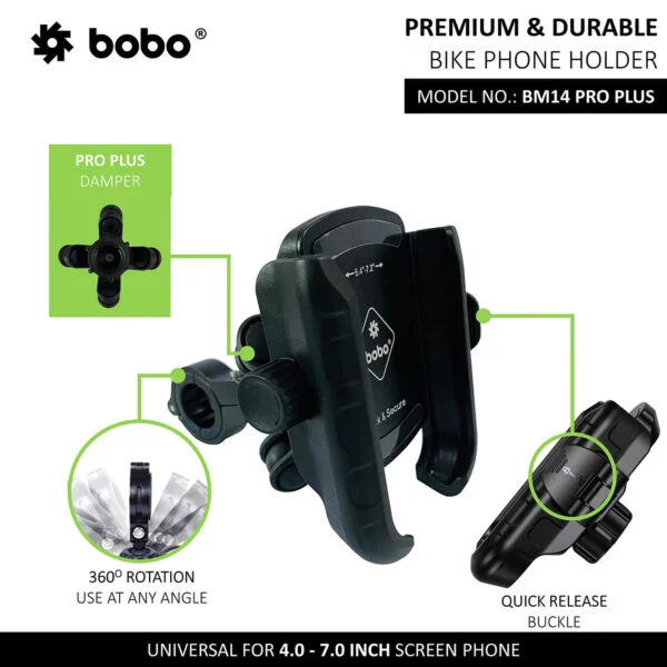 BOBO BM14 PRO PLUS Anti-Vibration Bike Phone Holder with Quick Release 2 BOBO BM14 PRO PLUS PHONE HOLDER